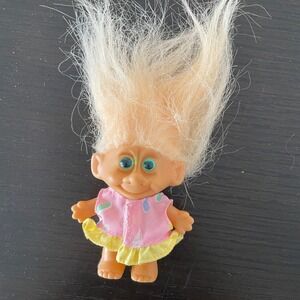 Troll Doll Dress Peach Hair Turquoise Blue Eyes unbranded 90s Toy